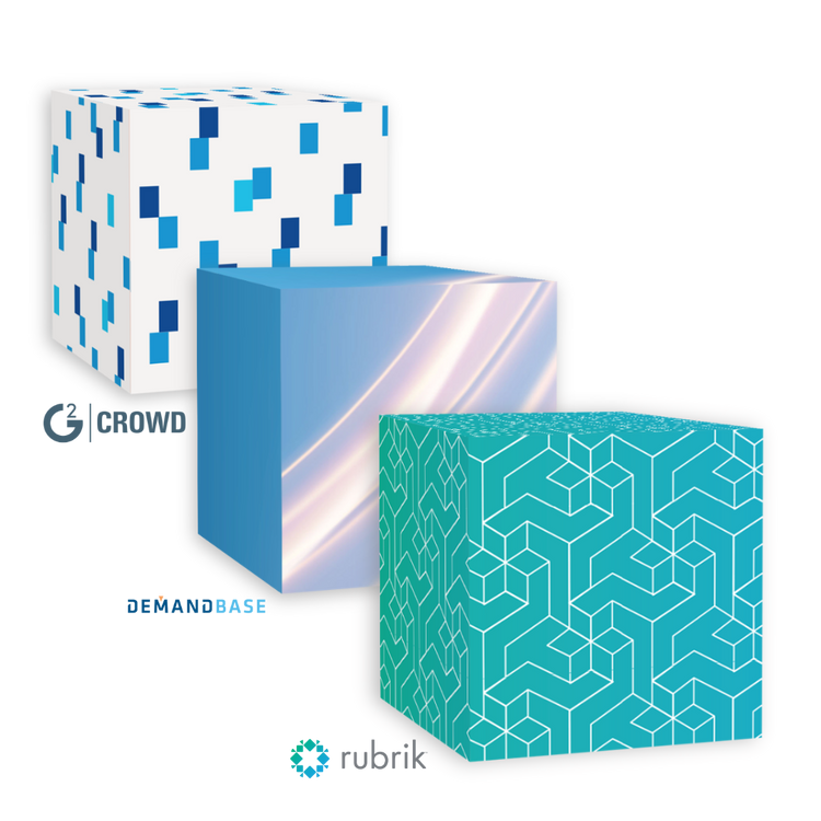 Custom professional business gift boxes on a desk with festive holiday decorations