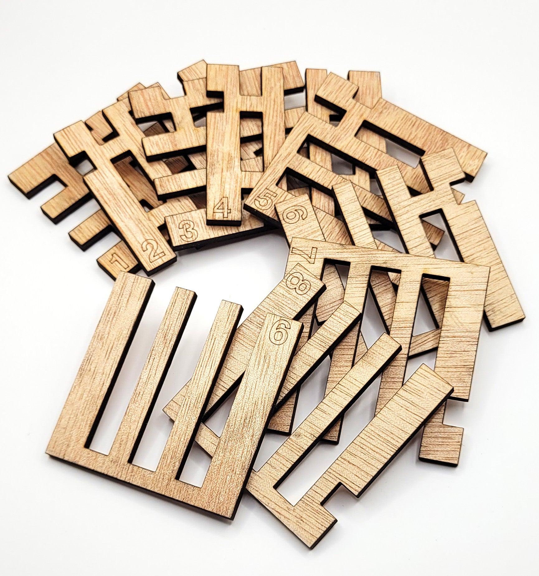 Wood puzzle pieces